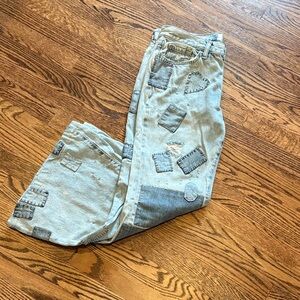 7 For All Mankind Light Blue Patchwork Flare Jeans